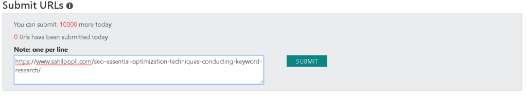 submit URL Bing