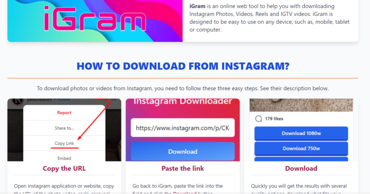 How to use https://igram.io/id/ to download Reels videos from Instagram
