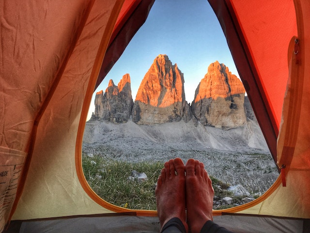 view from camping tent